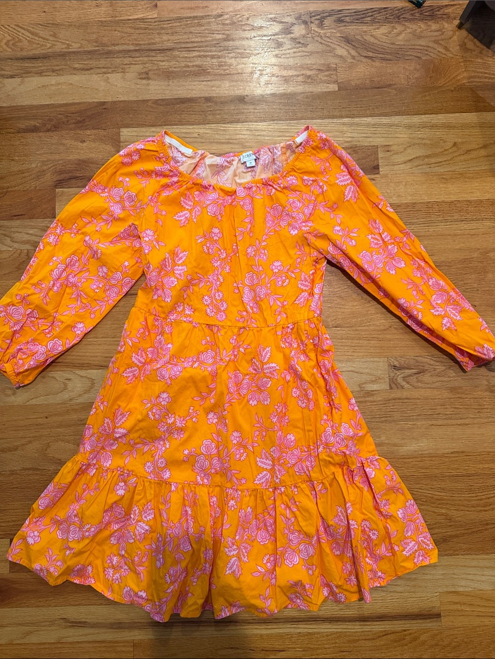 J. Crew Orange Dress with Pink Floral Print